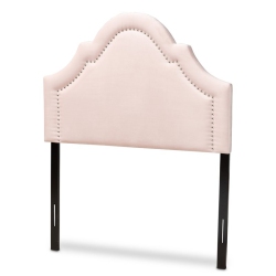 BAXTON STUDIO Rita Velvet And Wood Twin Headboard In Light In Pink