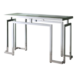 FURNITURE OF AMERICA Mahone Contemporary Glass Top Console Table In Chrome