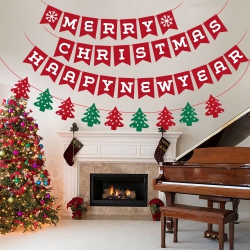 YELLOW-PRICE Ca Merry Christmas Burlap Bunting Banner Garlands for Party Supplies Decorations