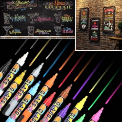 YELLOW-PRICE New 12 Colors Sets Liquid Chalk Art Marker Pens Boxed Metal Glass Led Writin-6Mm