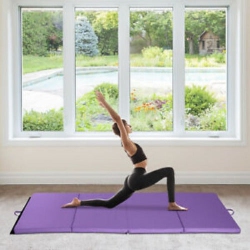 SOOZIER 4'×8'×2" Folding Exercise Mat Floor Gym Mat Fitness Yoga Pad Pu Leather