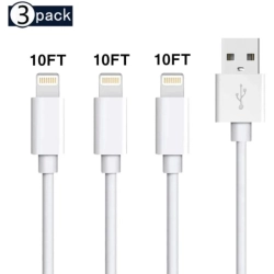KEEGUARD (3-Pack) Apple Mfi Certified 3M/10Ft Iphone/ipad Lightning to USB Charging Cable - Fast Charging & Syncing - Compatible \w Iphone