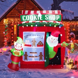 GYMAX 6.3Ft Self Inflatable Santa Claus Cookie Shop Christmas Decoration W/ Colorful Lights