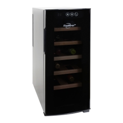 KOOLATRON Deluxe 12 Bottle Wine Cooler \w Beech Wood Racks, Black, Wine Fridge, Freestanding Wine Cellar, Red And Sparkling Wine Storage for Kitchen