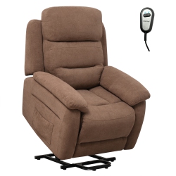 COSTWAY Power Lift Recliner Chair Sofa for Elderly W/ Side Pocket & Remote Control Greybrown