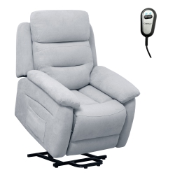 COSTWAY Power Lift Recliner Chair Sofa for Elderly W/ Side Pocket & Remote Control Greybrown