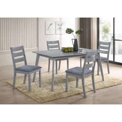 AERYS Tommy Solid Wood Dining Table Set With 4 Dining Chairs In In Grey