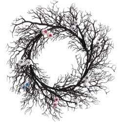 NEARLY NATURAL 30" Halloween Gazing Eyeballs Twig Wreath In In Black