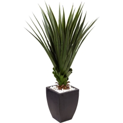 NEARLY NATURAL Indoor/outdoor 54" Spiked Agave Artificial Plant In Planter In Green/ In Black