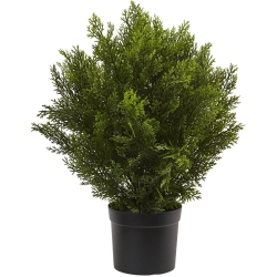 NEARLY NATURAL Indoor/outdoor 24" Cedar Artificial Bush In Green/black