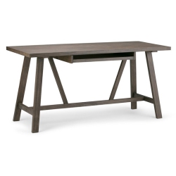 ATLIN DESIGNS 29.5" Modern Solid Wood Writing Office Desk In Wire Driftwood