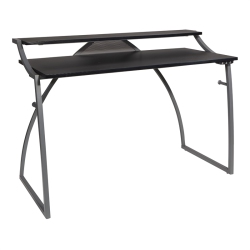 OSP HOME FURNISHINGS Alpha Battlestation Gaming Engineered Wood Desk In In Black