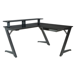 OSP HOME FURNISHINGS Avatar Battlestation L-Shape Game Desk With Carbon Top And Matte Legs In Black