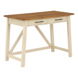 OSP HOME FURNISHINGS Milford Rustic Writing Desk W/ Drawers In Antique Engineered Wood In White
