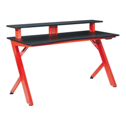OSP HOME FURNISHINGS Area51 Battlestation Gaming Desk With Matte Legs In Red