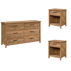 HOME SQUARE 3 Pieces Modern Wood Bedroom Set With Dresser And 2 Nightstands In Brown