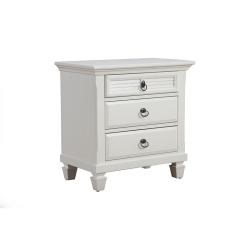 ALPINE FURNITURE Winchester 3 Drawer Wood Nightstand In In White