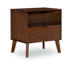 RIVERBAY FURNITURE Bristol 1-Drawer Wood Nightstand With Bronze Hardware - In Brown