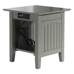 LEO & LACEY End Table With Charger In In Grey