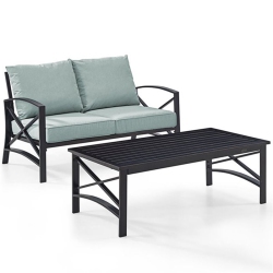 AFUERA LIVING Modern 2 Piece Patio Sofa Set In Oil Rubbed Bronze And Mist