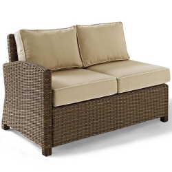 AFUERA LIVING Modern Wicker Left Arm Patio Loveseat In And Sand In Brown