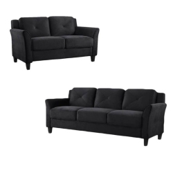 HOME SQUARE Transitional 2 Piece Set With Sofa And Loveseat In In Black