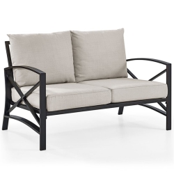 AFUERA LIVING Taditional Metal Patio Loveseat In Oil Bronze And Oatmeal
