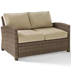 AFUERA LIVING Modern Outdoor Wicker Patio Loveseat In And Sand In Brown