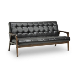 ATLIN DESIGNS Faux Leather Tufted Sofa In In Brown
