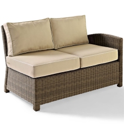 AFUERA LIVING Modern Wicker Right Arm Patio Loveseat In And Sand In Brown