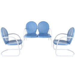 AFUERA LIVING Vintage 3 Piece Metal Patio Sofa Set In In Sky Blue