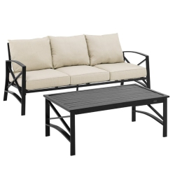 AFUERA LIVING Transitional 2 Piece Outdoor Sofa Set In Oatmeal