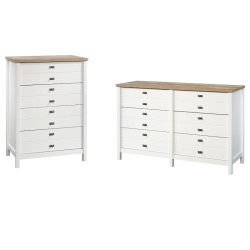 HOME SQUARE 2 Piece Bedroom Set With Dresser And Chest In Soft In White