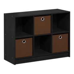 FURINNO Basic Wood 3X2 Bookcase Storage W/bins In Americano Black/medium In Brown