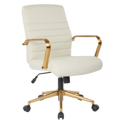 OSP HOME FURNISHINGS Mid-Back Cream Faux Leather Chair With Finish Arms And Base K/d In Gold