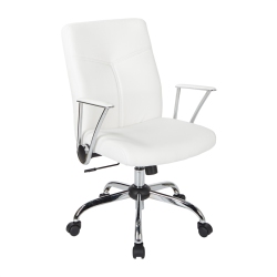 OSP HOME FURNISHINGS Faux Leather Chair In With Chrome Base In White
