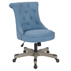 OSP HOME FURNISHINGS Hannah Tufted Office Chair In Fabric With Grey Wood Base In Sky Blue