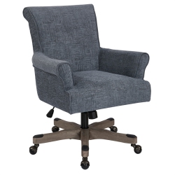 OSP HOME FURNISHINGS Megan Office Chair In Navy Fabric With Wash Wood In Grey