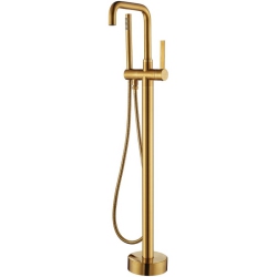 VINNOVA Delara Freestanding Chrome Tub Faucet With Hand Shower In In Gold