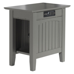 LEO & LACEY Chair Side Table With Charger In In Grey