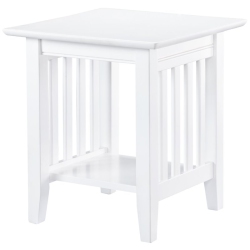 LEO & LACEY 20" Solid Hardwood End Table In In White