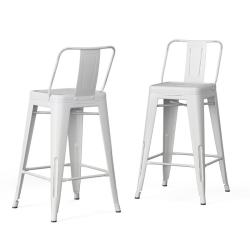 ATLIN DESIGNS 24" Contemporary Metal Counter Stool In (Set Of 2) In White
