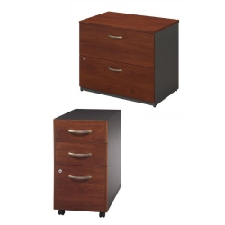HOME SQUARE 2 Drawer Lateral File And 3 Drawer Mobile Pedestal Set In Cherry