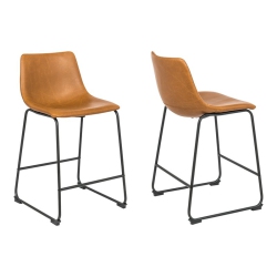 PLATA IMPORT Milana 25.5" Faux Leather Counter Stools In (Set Of 2) In Tan