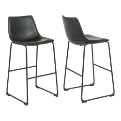 PLATA IMPORT Milana 29.5" Faux Leather Bar Stools In (Set Of 2) In Black