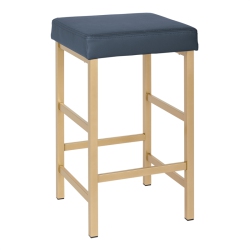 OSP HOME FURNISHINGS 26" Gold Backless Stool In Faux Leather In Blue