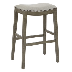 OSP HOME FURNISHINGS Saddle Stool 30" In Fabric And Antique Base 2-Pack In Gray