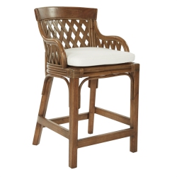 OSP HOME FURNISHINGS Plantation 27" Counter Stool With Stained Wood Rattan Frame Finish In Brown