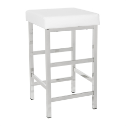OSP HOME FURNISHINGS 26" Backless Stool In Fabric With Polished Chrome Legs In White