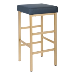 OSP HOME FURNISHINGS 30" Gold Backless Stool In Vinyl In Blue
